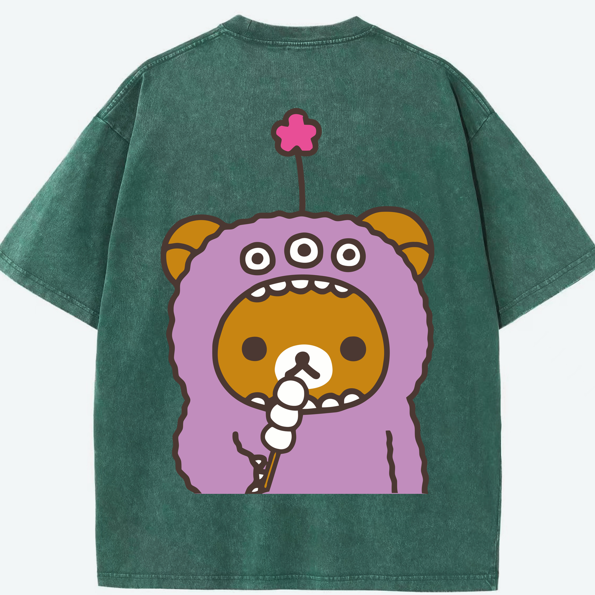 （画像用） リラックマ リラックマ キイロイトリ Rilakkuma Korilakkuma Kiiroitori 綿100% ヴィンテージ風 半袖Tシャツ（背面プリント）